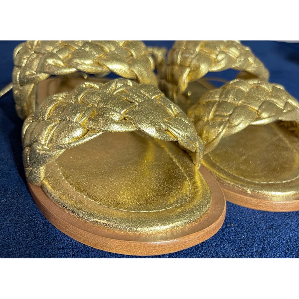 Anthropologie x Vicenza Metallic Braided Gold Sandals NWT SZ 9 - Picture 8 of 14